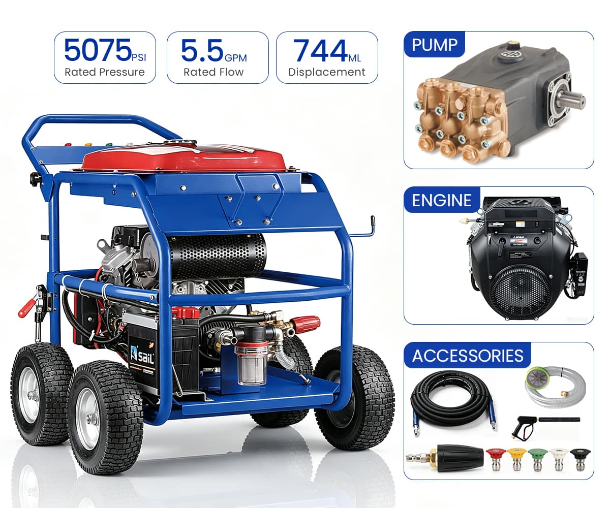 5075PSI 5.5GPM G2135TE-IL-AGR RATO Engine Pressure Washer