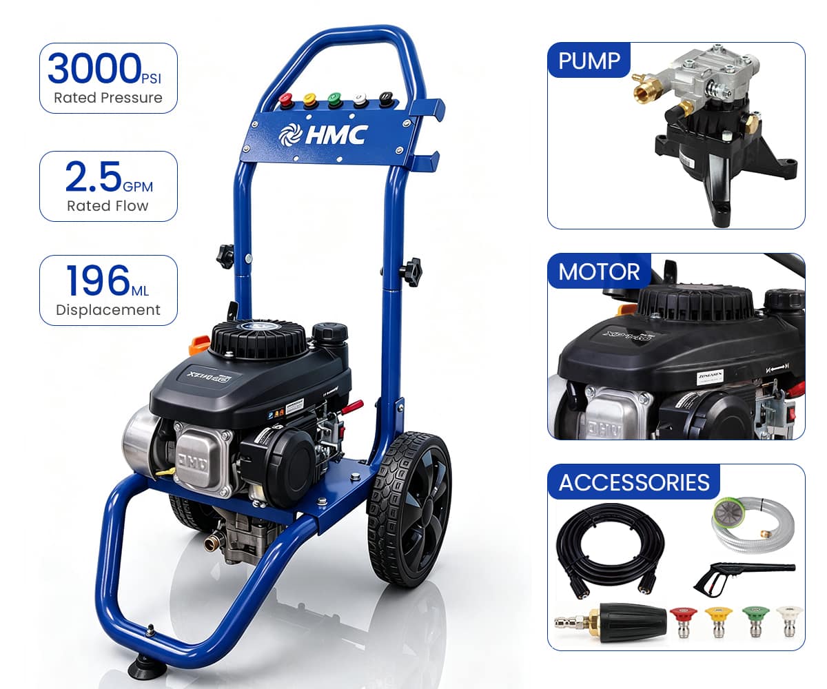 3000PSI 2.5GPM R0921A-VL-WZ ZONGSHEN Engine Pressure Washer