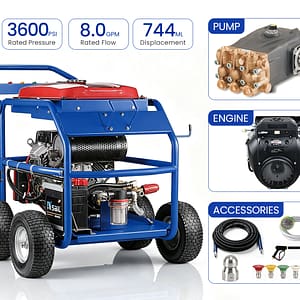 3600PSI 8.0GPM G3025TE-IL-AGR RATO Engine Pressure Washer
