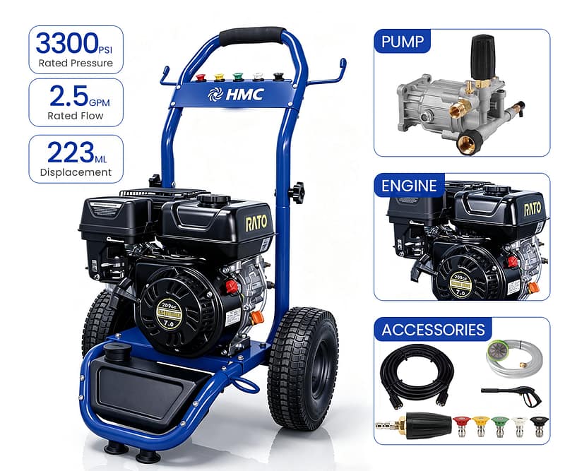 3300PSI 2,5GPM R1021A-LL-WR RATO Engine Pressure Washer